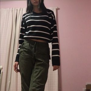 Pacsun cropped black and white striped sweater